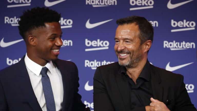 Jorge Mendes está en Barcelona para hablar sobre Balde y Ansu Fati